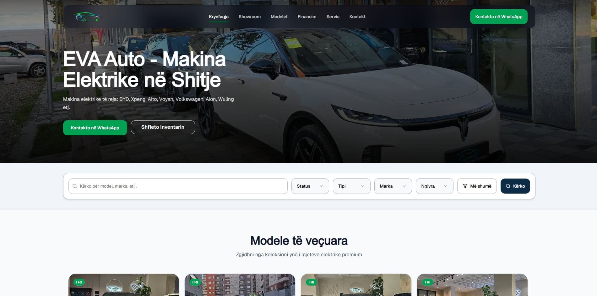 Eva Auto homepage preview